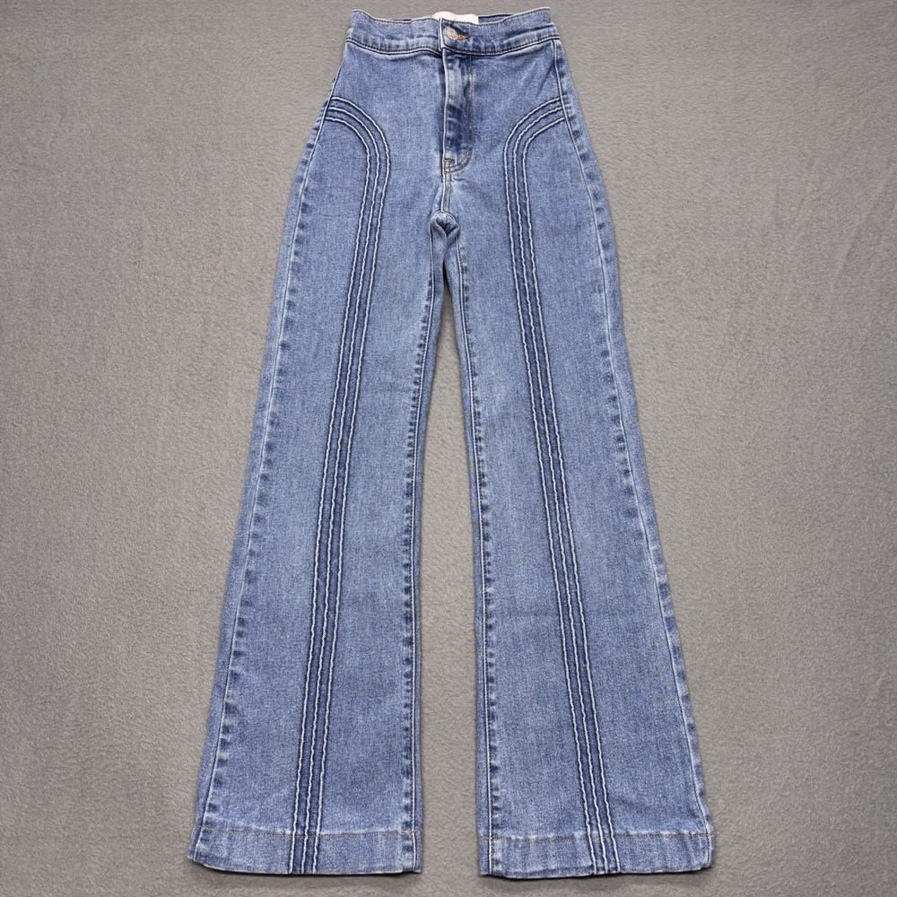 Revice Jeans Womens 24 Blue Rollergirl Flare High Rise Bareback 70s Hippie Retro - Picture 2 of 11